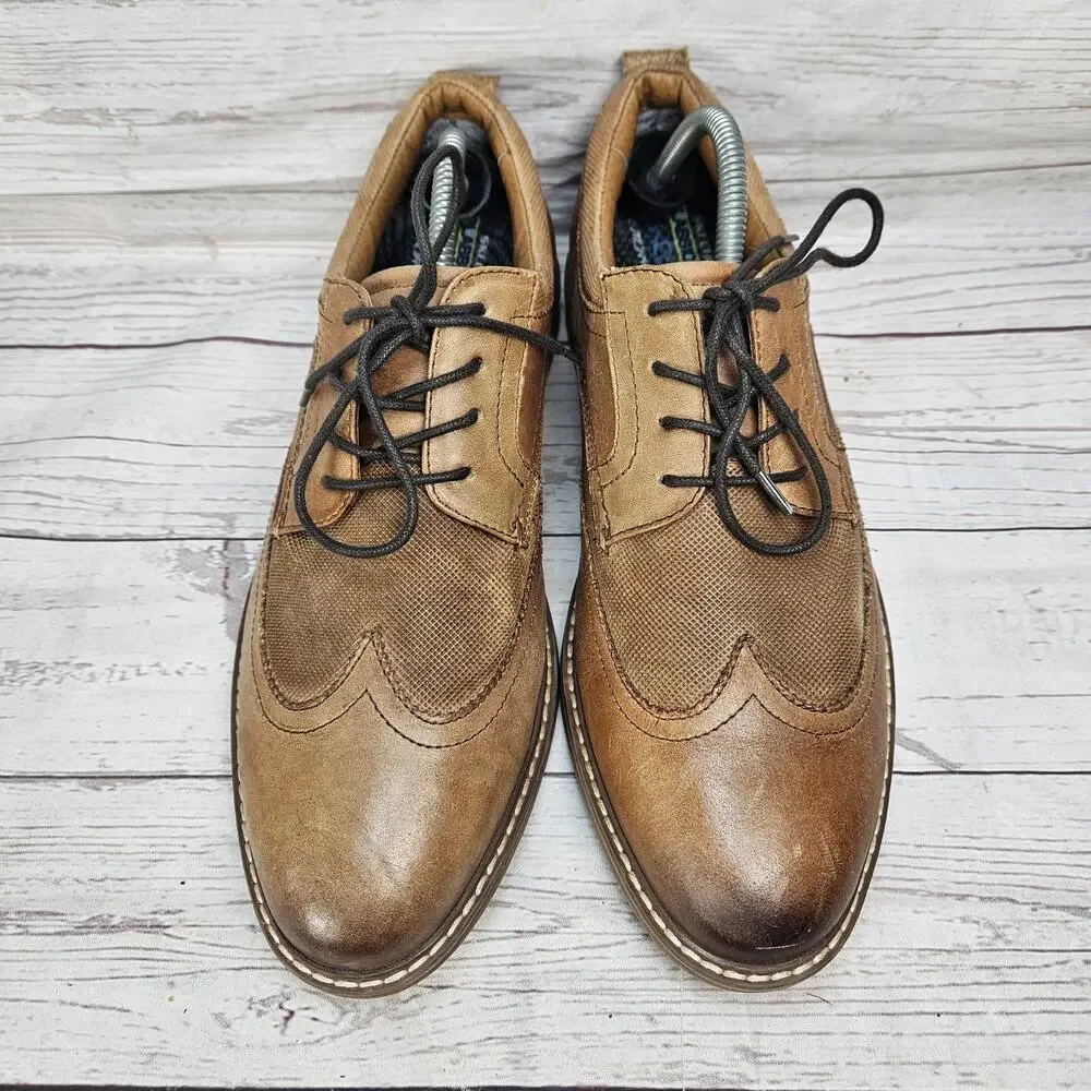 Skechers Leather Classic Fit Air Cool Lace Up Wing Tip Dress Shoes Mens Size 9.5